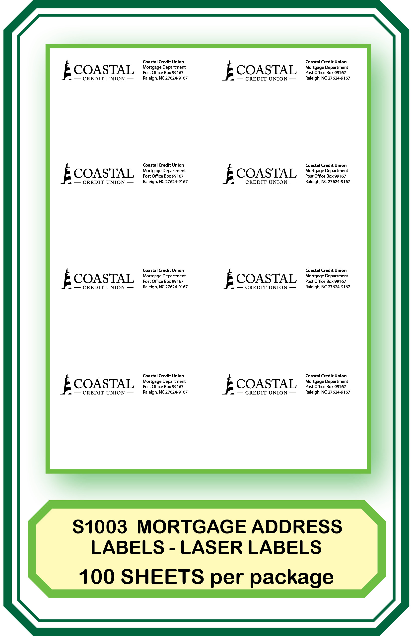 Address Labels <mark>(Mtg. Dept) PO Box 99167</mark>-Laser sheet**<b>Order By: Pack of 100 sheets<b>